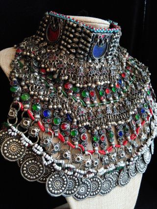 Vintage Kuchi Tribal Choker Crescent Moon Heavy Ethnic Necklace (5)