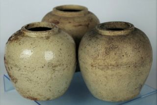 3 X Early Large Antique Chinese (tang Dynasty?) White Glaze Jars