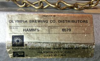 Vintage 1950s Hamm ' s Beer Advertising Blue Neon Light Bar Back Pub Sign 8 