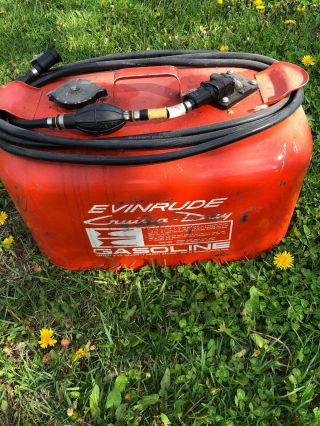 Vintage Evinrude Cruis - A - Day Outboard 6 Gallon Steel Fuel Tank With Fuel Line