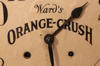 RARE WARD ' S ORANGE CRUSH ADVERTISING TRAP DOOR PENDLUM HOUR CHIME CLOCK c.  1915 11