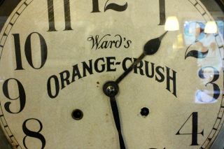 RARE WARD ' S ORANGE CRUSH ADVERTISING TRAP DOOR PENDLUM HOUR CHIME CLOCK c.  1915 3