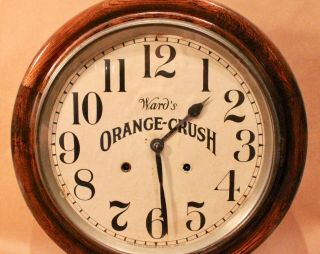 RARE WARD ' S ORANGE CRUSH ADVERTISING TRAP DOOR PENDLUM HOUR CHIME CLOCK c.  1915 6
