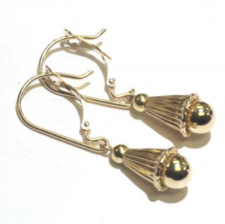 14k Yellow Gold Fancy Dangle Earrings 1.  2g Omega Back Vintage