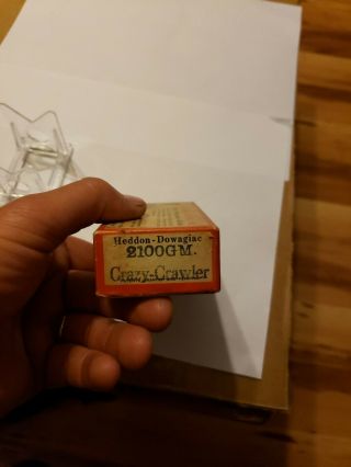 old vintage Heddon Crazy Crawler 2100GM Fishing Lure w/ Box Mouse donaly Clip 6