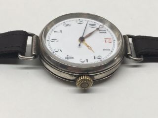 Officers Trench Watch Centre Seconds WW1 Swiss 935 Solid Silver Swing Lugs 35mm 3