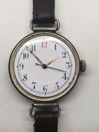 Officers Trench Watch Centre Seconds WW1 Swiss 935 Solid Silver Swing Lugs 35mm 5
