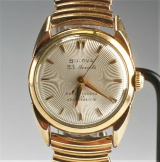 Vintage Mens Gents Bulova 23 Jewel Self Winding Six Adjustments Watch