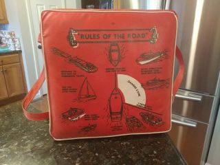 Vintage Sears Floating Buoyant Boat Red Cushion Boating Rules Of The Road Retro