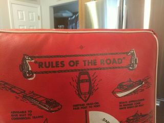 Vintage Sears Floating Buoyant Boat Red Cushion Boating Rules Of The Road Retro 5