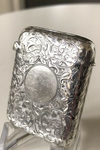 Antique Victorian Sterling Silver Hallmarked Vesta Case - 1892 Joseph Whitten