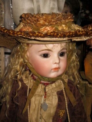 Final Fancy Antique Couture Sisal Straw Doll Hat For Bru/jumeau Bebe