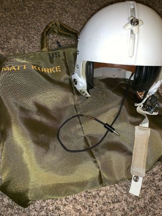 Vintage Us Army,  Usmc,  Us Navy,  Us Air Force Pilot Flight Helmet And Bag 60c4459