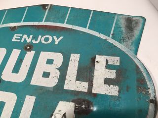 Vintage 1940’s Double Cola Soda Pop Gas Station 27” Galvanized Metal Sign Flange 3