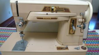 Vintage Singer Slant - O - Matic 403a Sewing Machine W/ Pedal,  Power Cord,  & Case,