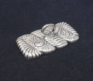 Antique 19c Whiting Sterling Silver Floral Motif Paperweight Press