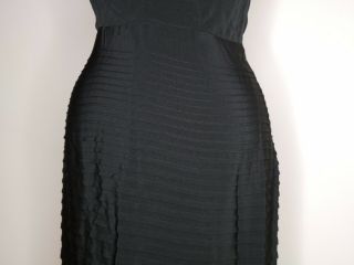 vtg 40s 50s EARLY Black Sleevless Cocktail Accordion Pleated Wiggle Pin Up Dress 4
