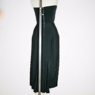 vtg 40s 50s EARLY Black Sleevless Cocktail Accordion Pleated Wiggle Pin Up Dress 6