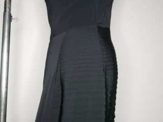 vtg 40s 50s EARLY Black Sleevless Cocktail Accordion Pleated Wiggle Pin Up Dress 8