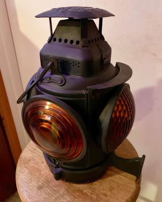 Vintage Adlake Non - Sweating 4 Way Railroad Caboose Oil Lantern