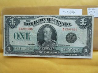 Vintage Banknote Canada 1923 1 Dollar Value 120.  00 Y1898