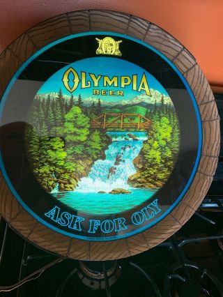 Vintage Olympia Beer Ask For Oly Lighted Spinner Motion Sign
