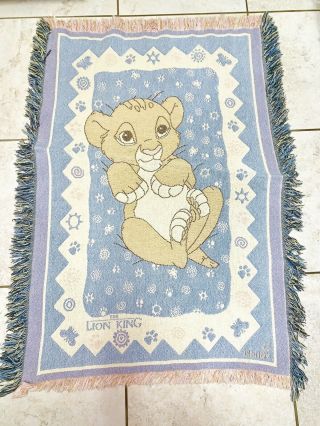 Vintage Disney Lion King Simba Woven Throw Tapestry