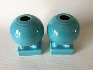 FIESTA Bulb Candle Holders TURQUOISE Vintage Ball late 1930s Art Deco 2