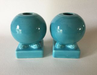FIESTA Bulb Candle Holders TURQUOISE Vintage Ball late 1930s Art Deco 3