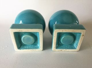FIESTA Bulb Candle Holders TURQUOISE Vintage Ball late 1930s Art Deco 4