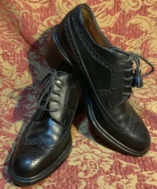 Black Leather Vintage Ralph Lauren Wingtip Oxford Us Size 8 1/2b Women’s Shoes