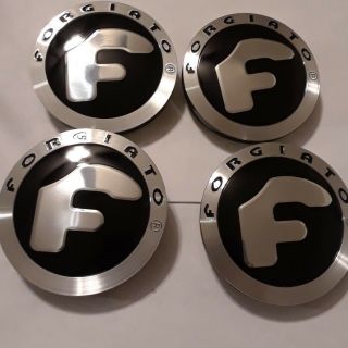 Set Of 4 Rare Forgiato Satin Silver & Black Floating Wheel Rim Center Caps