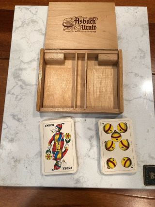 Asbach Uralt Game Of Cards German Antique? Vintage? 72 Cards In Wood Box 3