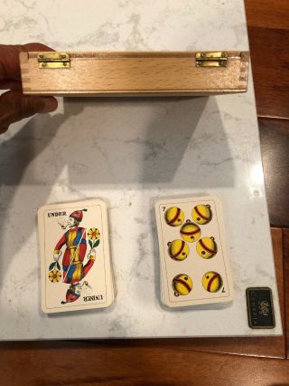 Asbach Uralt Game Of Cards German Antique? Vintage? 72 Cards In Wood Box 4
