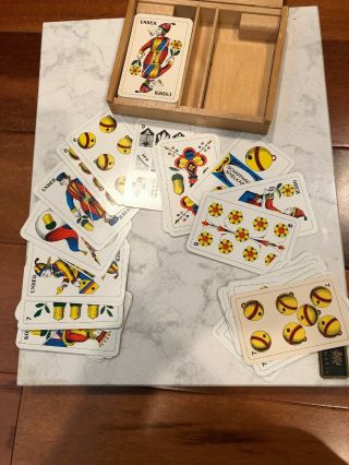 Asbach Uralt Game Of Cards German Antique? Vintage? 72 Cards In Wood Box 5