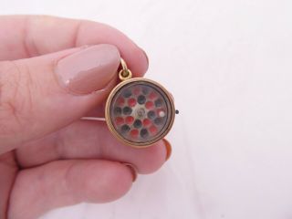Fine 9ct Gold Extremely Rare Victorian Novelty Game Glass Fronted Pendant,  375