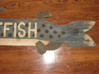 Vintage Hanging Double Sided Wood & Metal CATFISH fish Sign - JHM - John Mulak 9