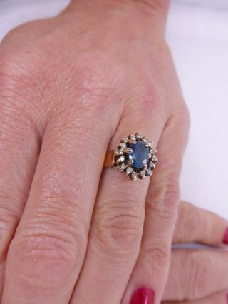 Fine 9ct/9k gold diamond & sapphire heavy cluster ring,  MS&S,  375 5