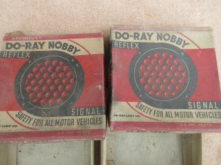 NOS PAIR Vintage Do Ray NOBBY GLASS Marble Reflector OLD Truck Trailer 5 