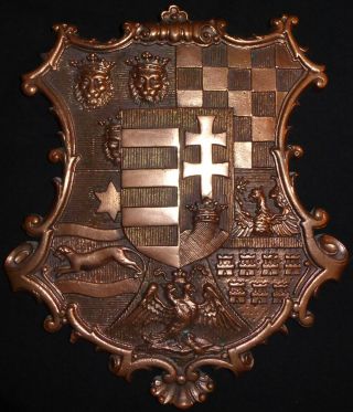 Hungary Coat Of Arms Metal Plaque Wallhanging Vintage Hungarian Crest Antique
