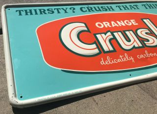 Vintage Orange Crush Soda Tin Sign - Thirsty? Crush That Thirst - Stout Sign Co 2