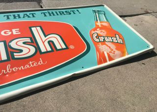 Vintage Orange Crush Soda Tin Sign - Thirsty? Crush That Thirst - Stout Sign Co 3