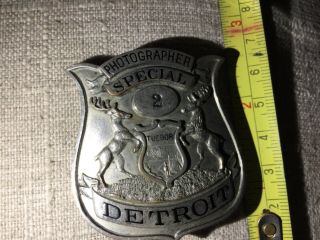 Obsolete Vintage Photographer Special Detroit Police Badge (rare) Michigan 40’s