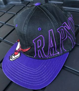 Vintage 90s Toronto Raptors NBA Starter Side Logo Black Snapback Hat Cap 3