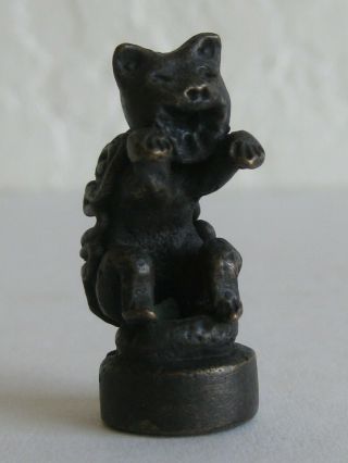 Fine Old Thai Hindu Magic Yant Tiger Mantra Brass Statue Sculpture Amulet