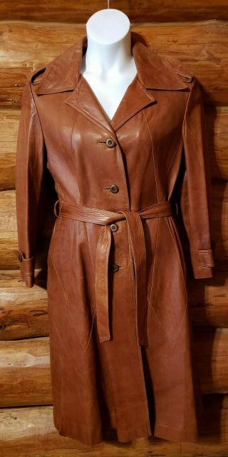 Vintage Lamb Napa Leather Trench Coat - Women 