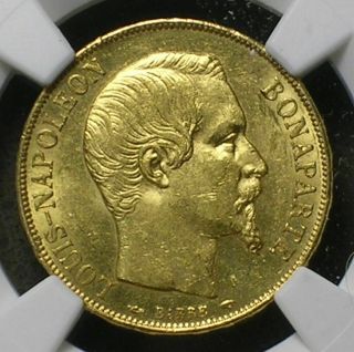 France Second Republic 1852 Gold 20 Francs NGC MS - 63 Very Rare 1 Year Type 2