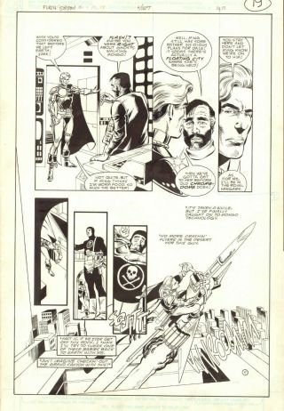 Dan Jurgens/ Bruce Patterson Vintage 1988 Flash Gordon,  Dr.  Zarkov - Large Art