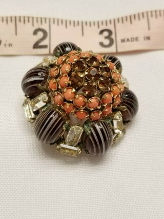 Vtg Unsigned Schreiner York High Dome Brooch Pin Inverted Rhinestone