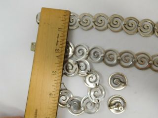 Vtg Los Castillo Mexico Swirl Necklace Bracelet Screw Back Earrings 317 153 gram 10